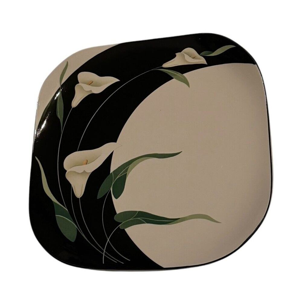 Sango Quadrille BLACK LILIES 5101 Ceramic Square Platter 11.5” Lily Flower READ